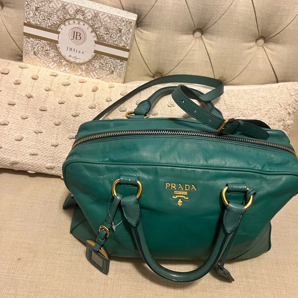 Prada Teal Leather Bag Rare turquoise color in Great condition!